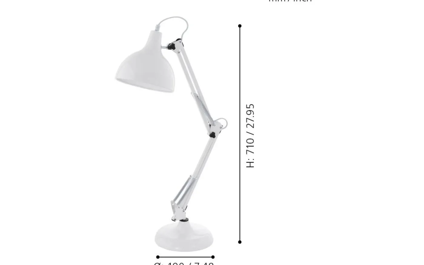 Borgillio Skrivbordslampa 71cm Vit
