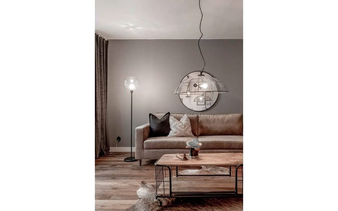 Bowl Golvlampa 150cm E27 Svart/Klar