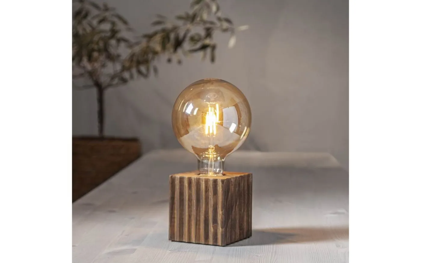 Box Bordslampa 10cm Brun Trä