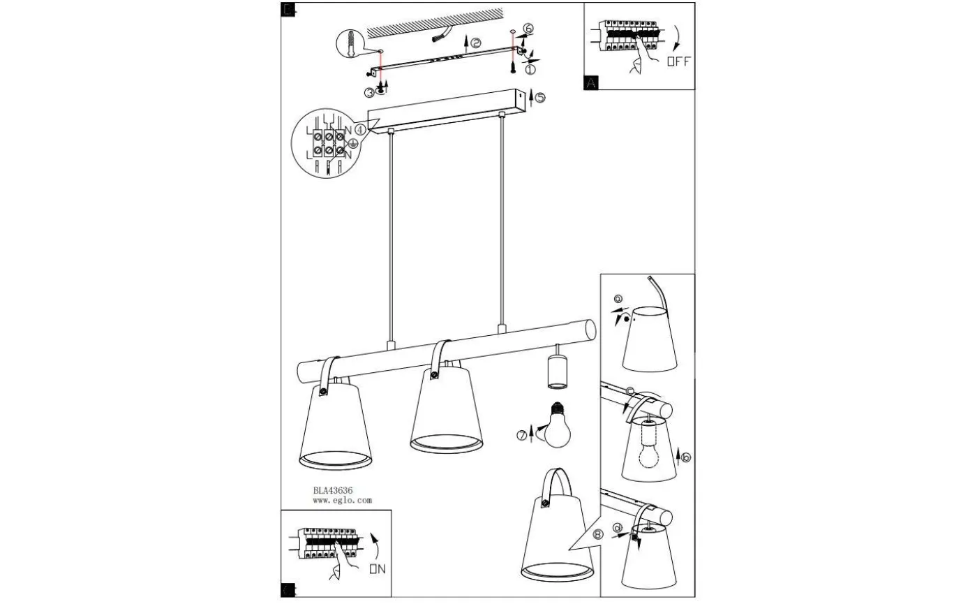 Boyle Taklampa 78cm 3L Svart