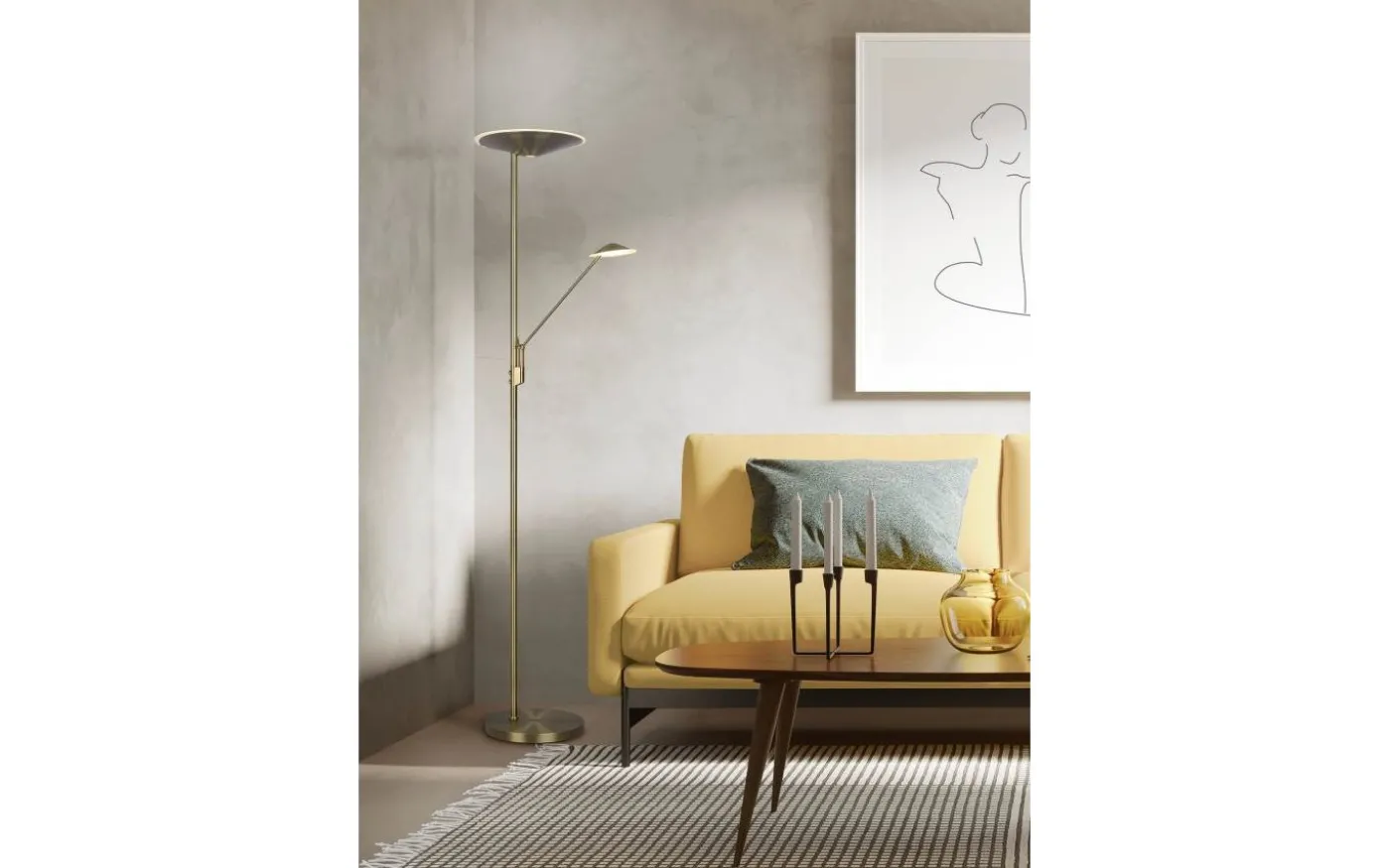 Brantford Golvlampa LED antikmässing