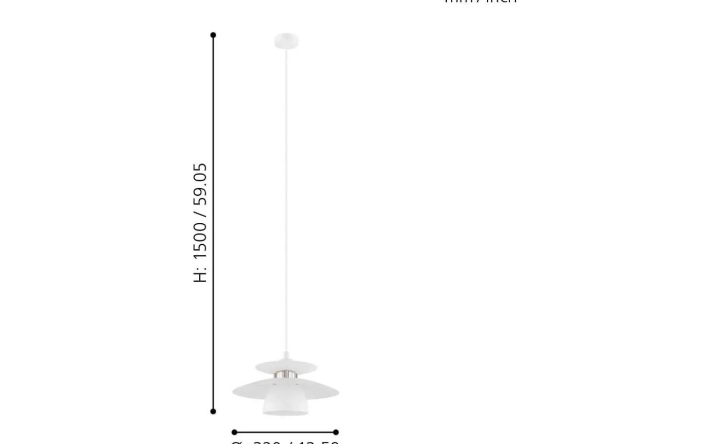 Brenda Taklampa 32cm Vit