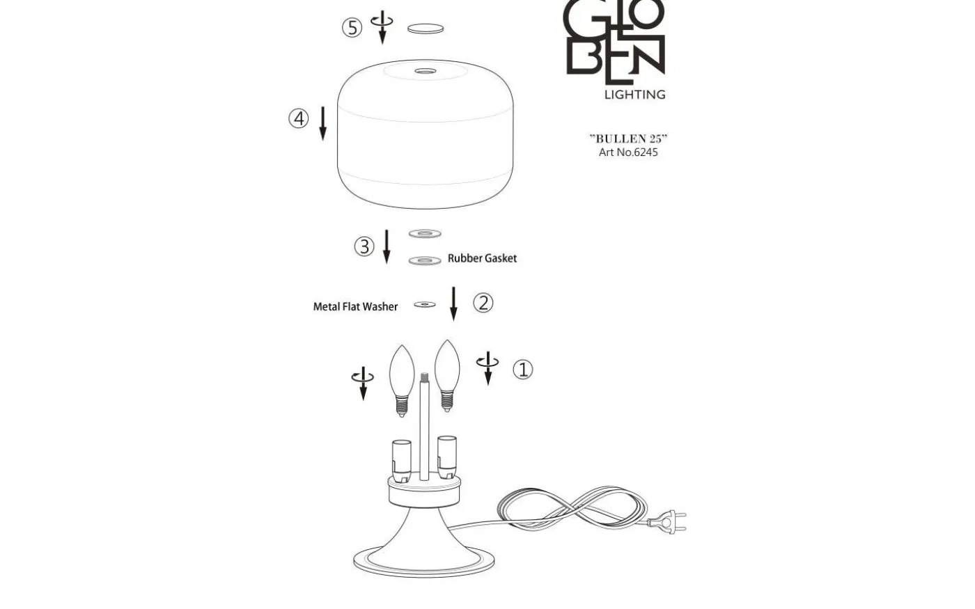 Bullen Bordslampa 25cm Vit