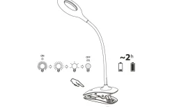 Cabado Klämlampa 42cm Batteri/USB LED 3000K 3W Vit