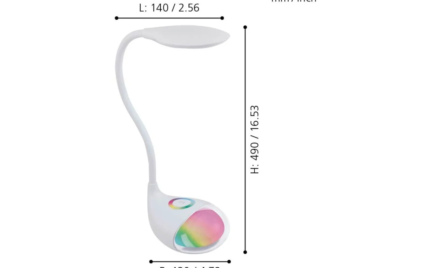 Cabado Skrivbordslampa 49cm LED RGB+5000K 2,4W Vit