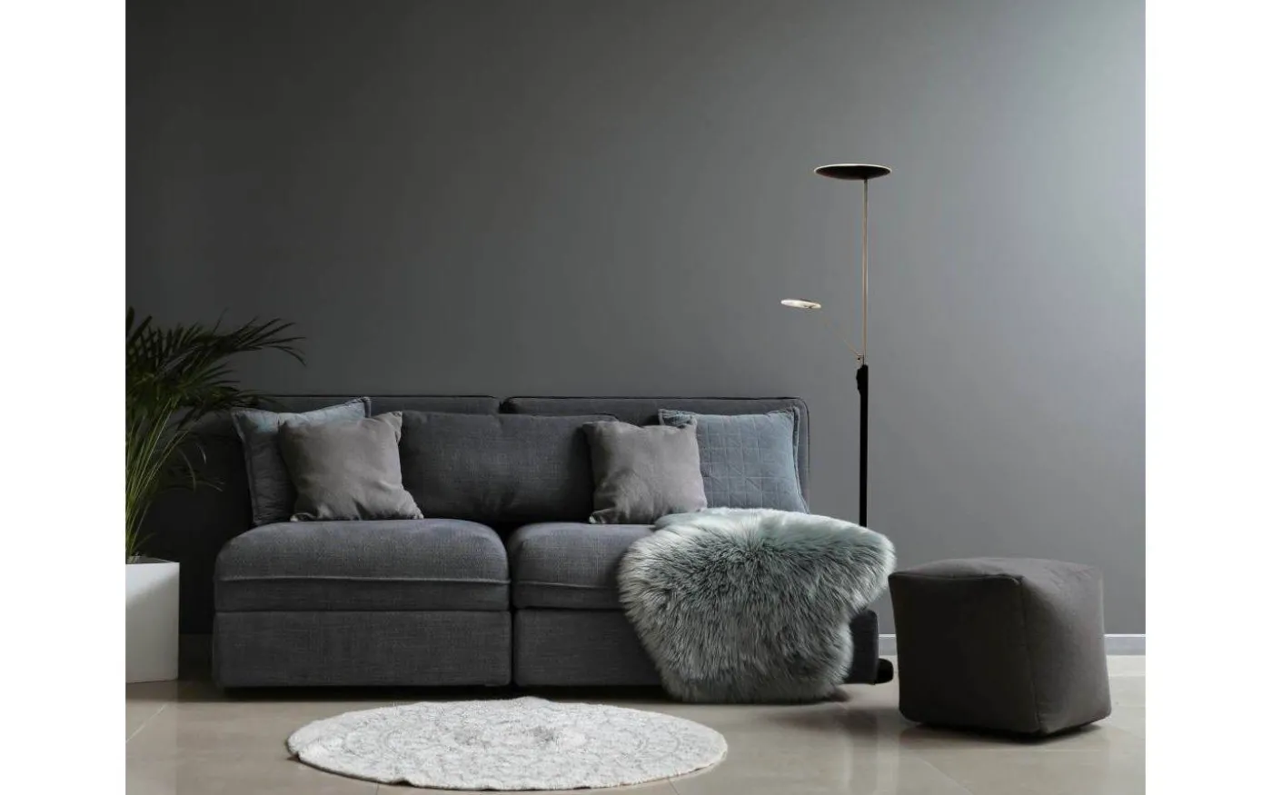 Cadiz Golvlampa 186cm LED 28W+5W 3000K Svart/Stål