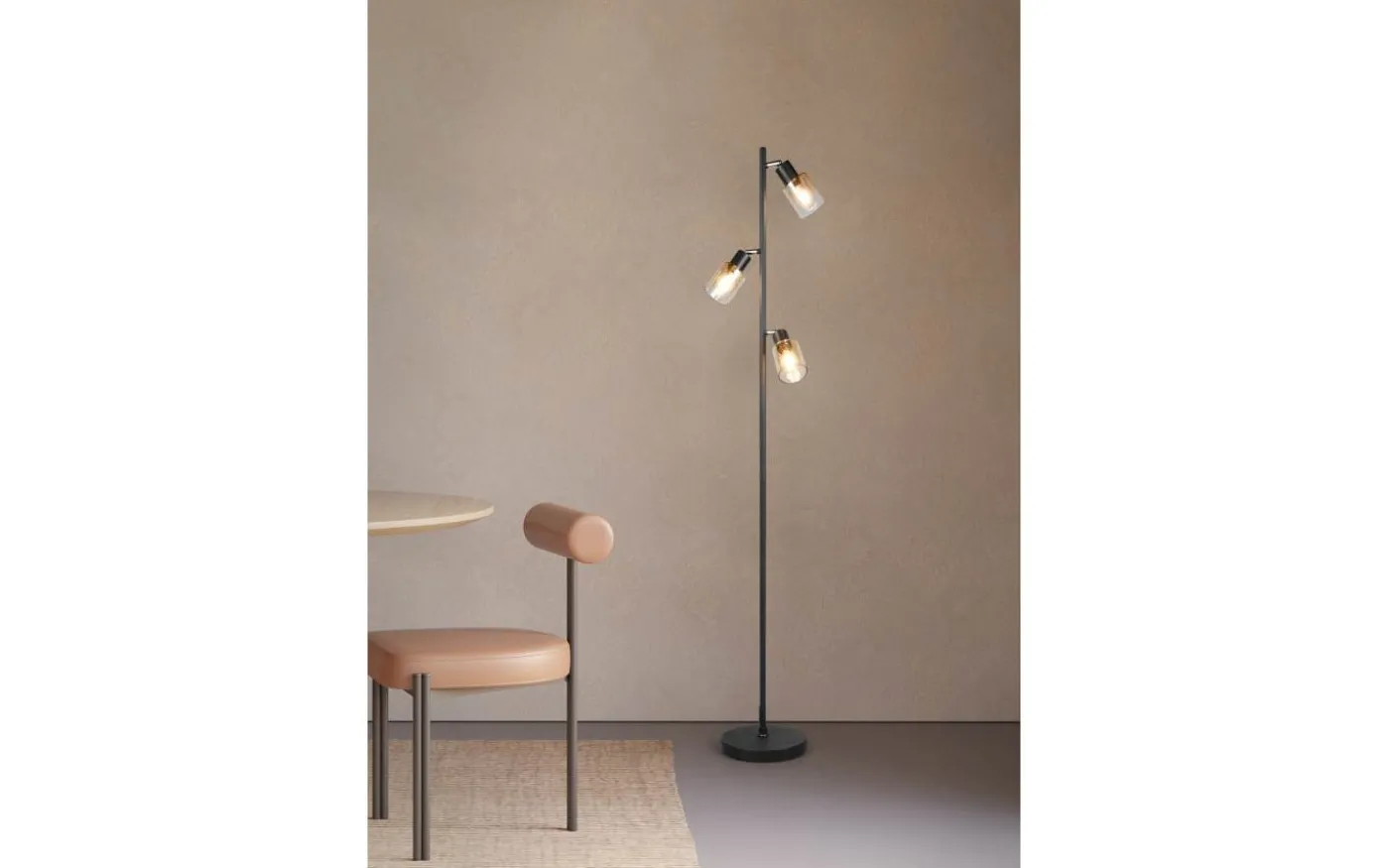 Cadiz Golvlampa 3-delad E14 matt svart/bärnsten