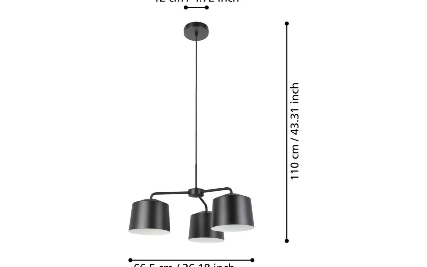 Caguanes Taklampa 67cm Svart