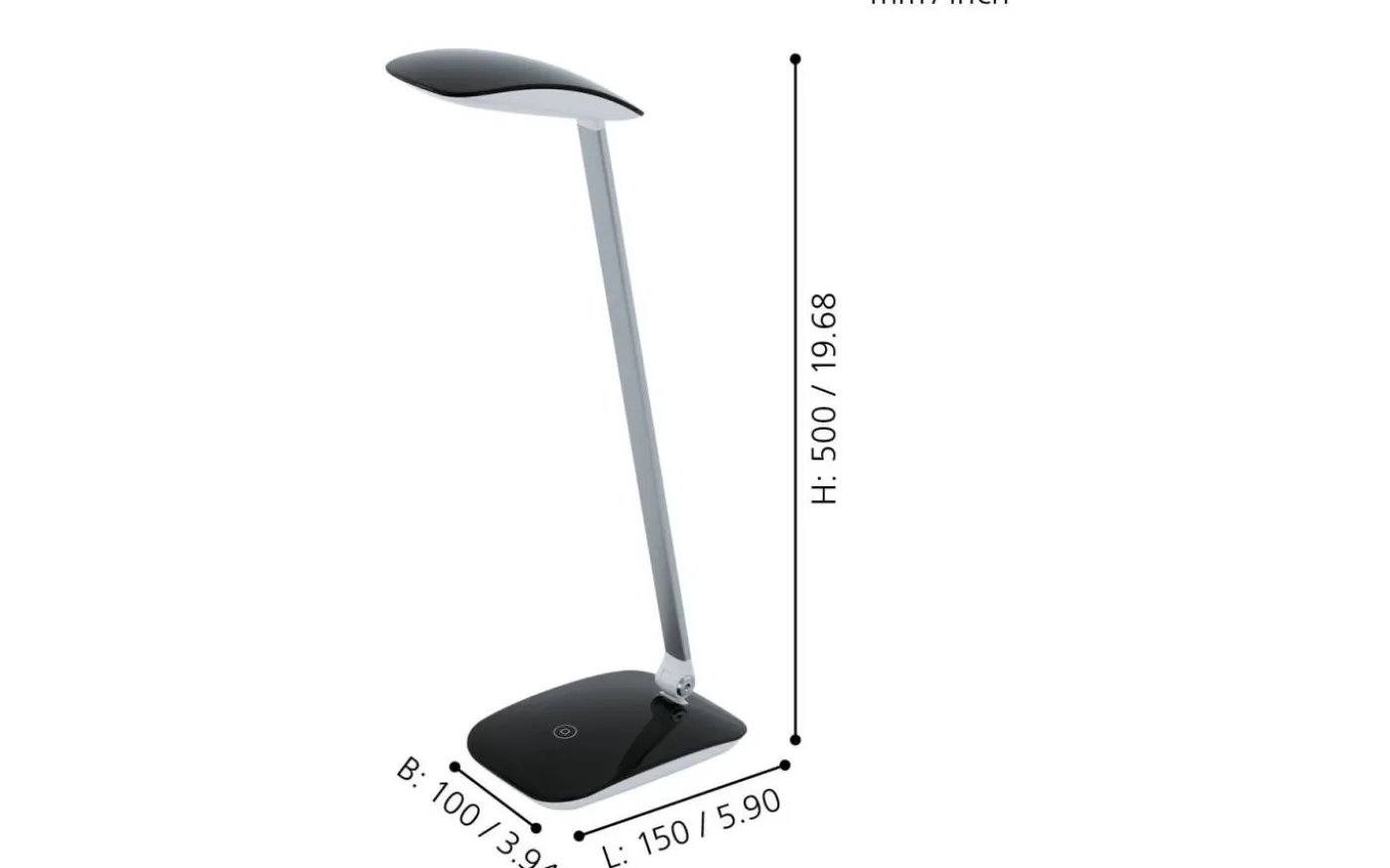 Cajero Skrivbordslampa 50cm USB LED 4000K 4,5W Svart