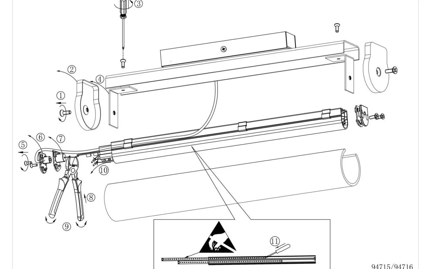 Calnova Vägglampa 35cm LED 4000K 7W Nickel IP44