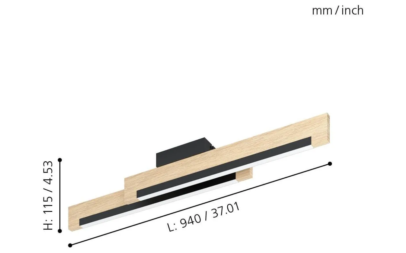 Camacho Plafond 94cm LED 3000K 20W Svart
