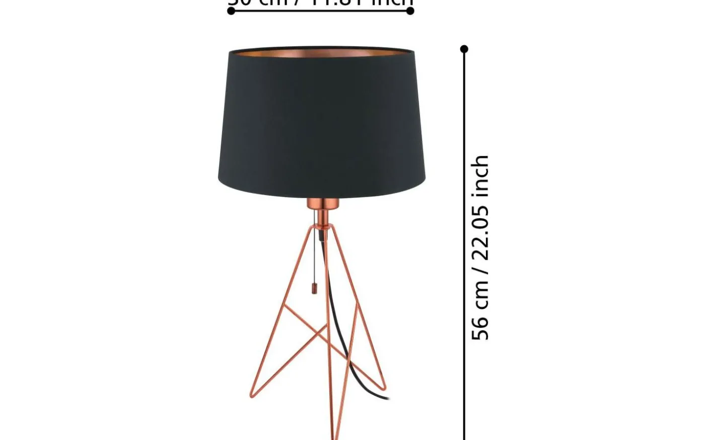 Camporale Bordslampa 56cm Koppar