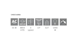 Candiz Takfläkt 106cm Nickel Med Belysning