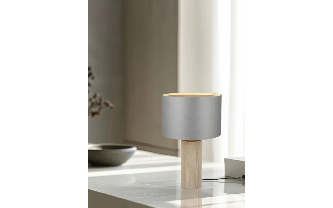 Canio Bordslampa 48cm E27 trä/grå