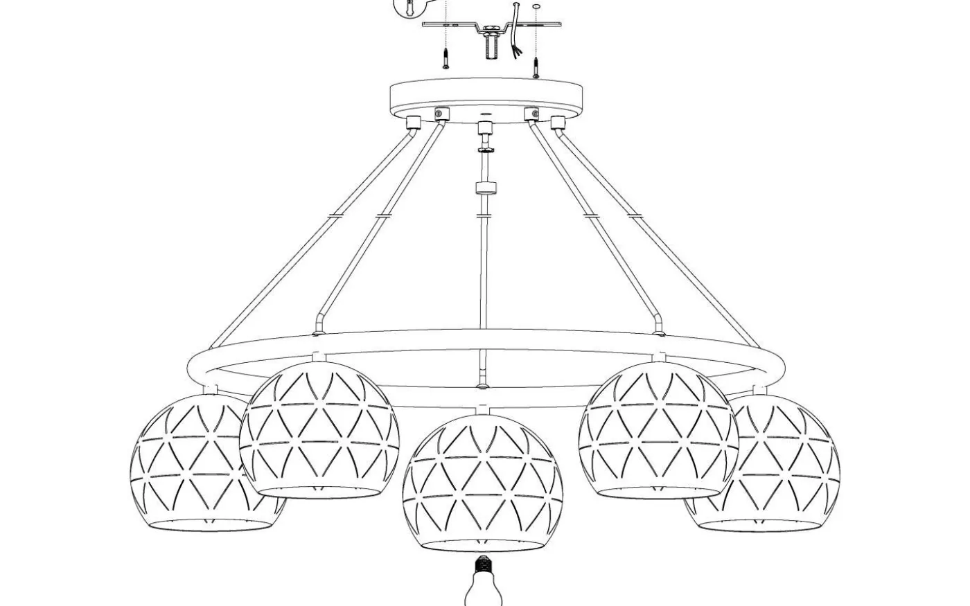 Cantallops Taklampa 69cm 5L Svart