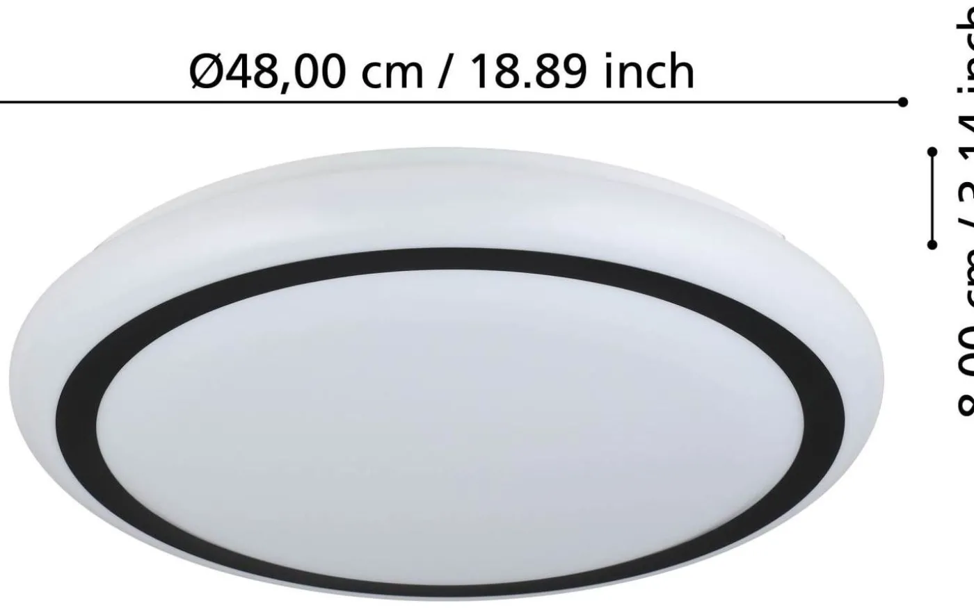 Capasso Plafond 48cm LED 3000K 19,5W Svart/Vit