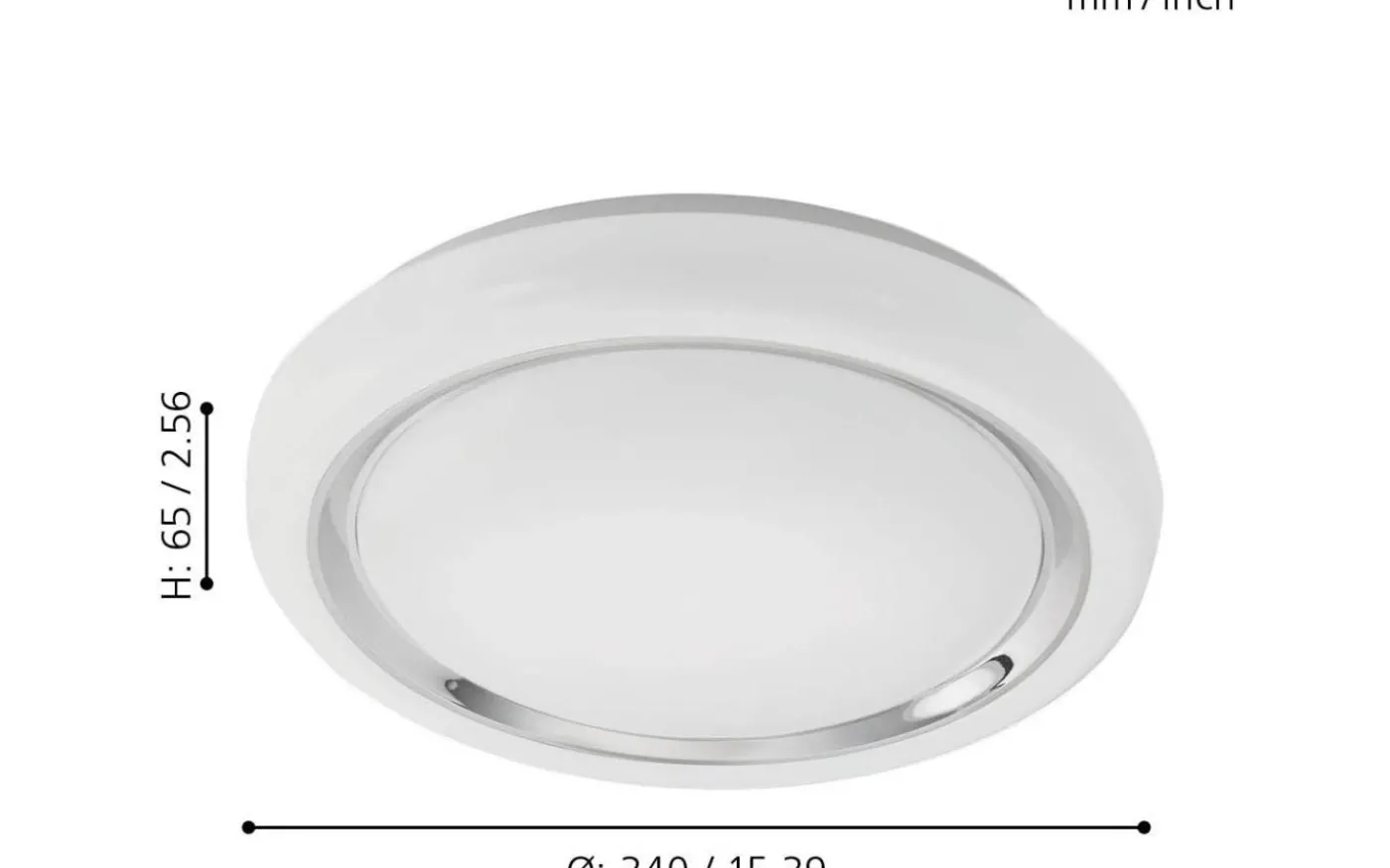 Capasso Plafond 34cm LED 3000K 18W Vit/Krom