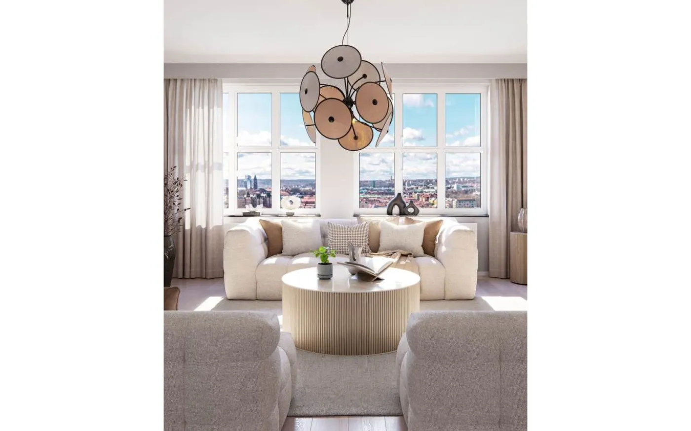 Cappello Taklampa Ø82cm Matt Svart/Beige