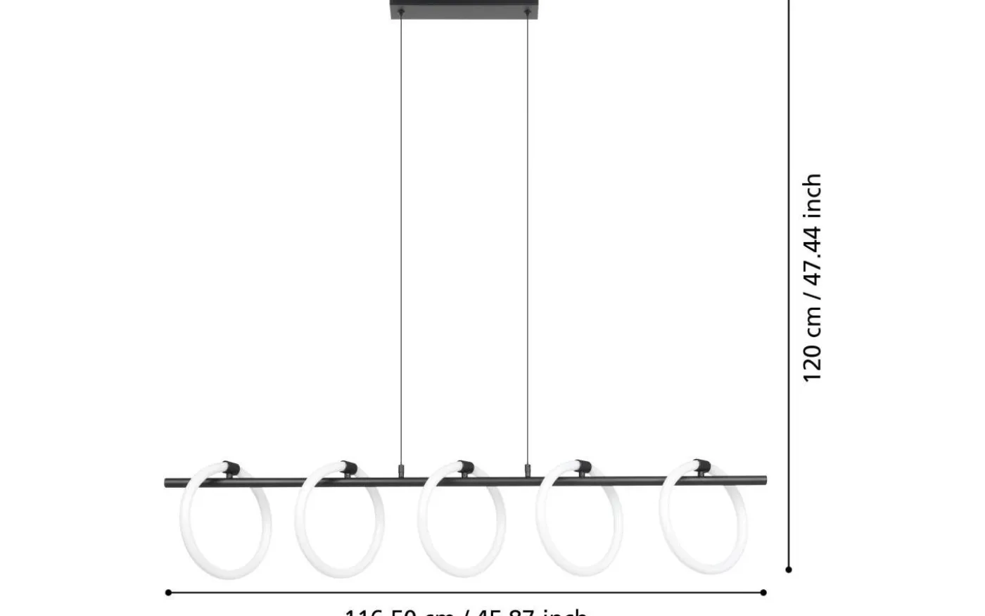 Caranacoa Taklampa 117cm LED 3000K 5x7W Svart