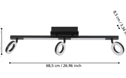 Cardillio 2 Takspotlight 39cm LED 3000K 3x3,2W + 2x3,3W Svart