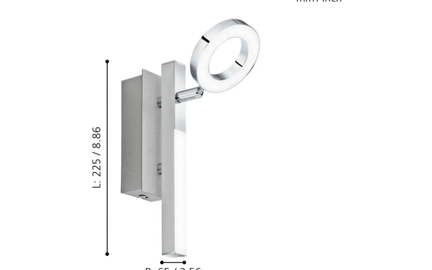 Cardillio Takspotlight 23cm LED 3000K 3,2W + 2,2W Krom