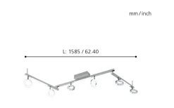 Cardillio Takspotlight 159cm LED 3000K 6x3,2W + 3x3,3W Krom
