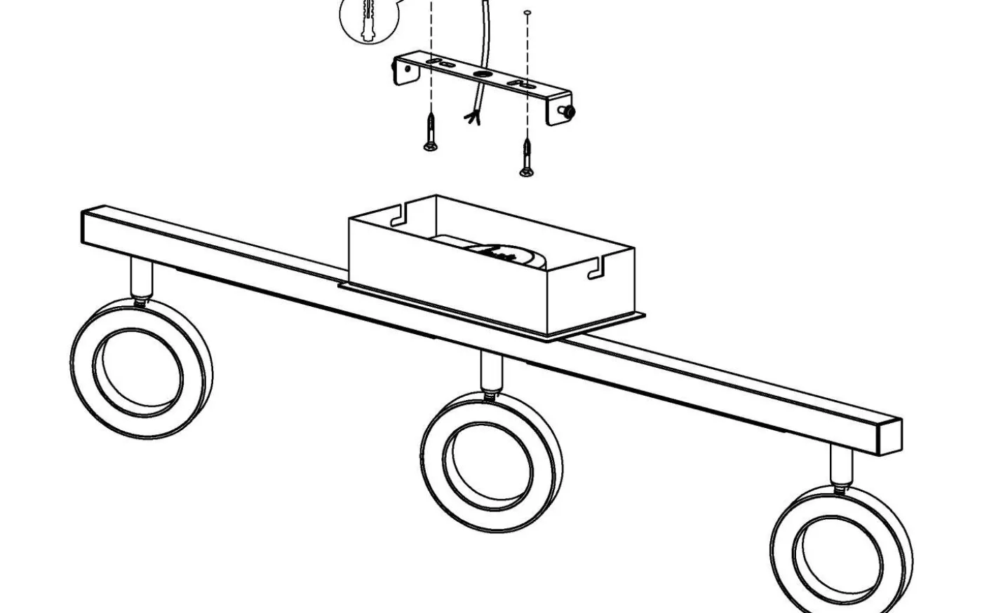 Cardillio Takspotlight 69cm LED 3000K 3x3,2W + 2x3,3W Krom