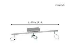 Cardillio Takspotlight 69cm LED 3000K 3x3,2W + 2x3,3W Krom