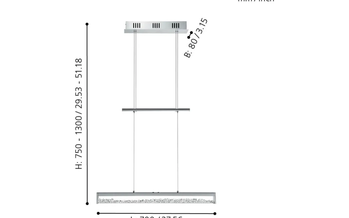 Cardito Hisslampa 70cm LED 2700-5000K 24W Krom/Kristall