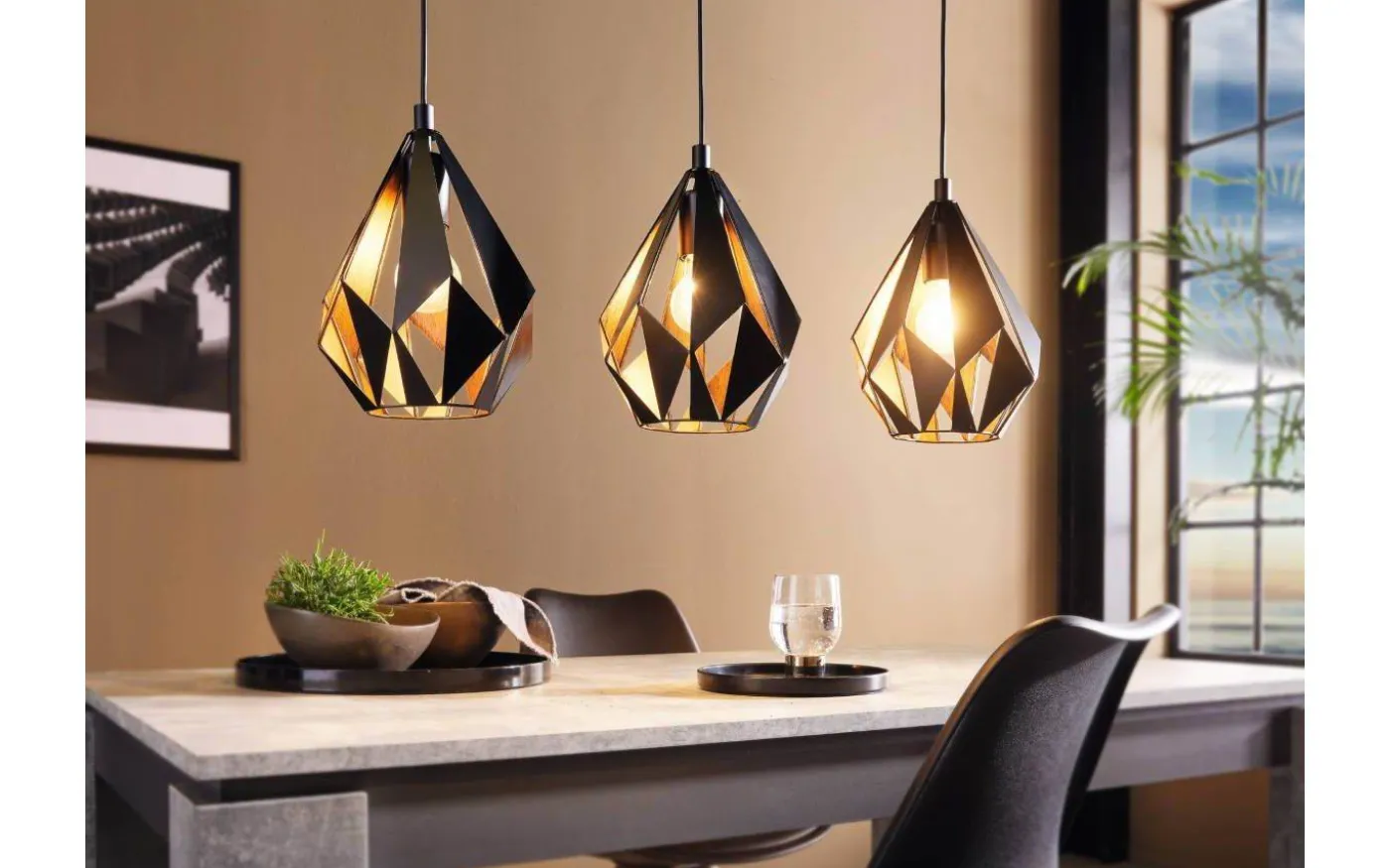 Carlton Taklampa 81cm 3L Svart/Koppar