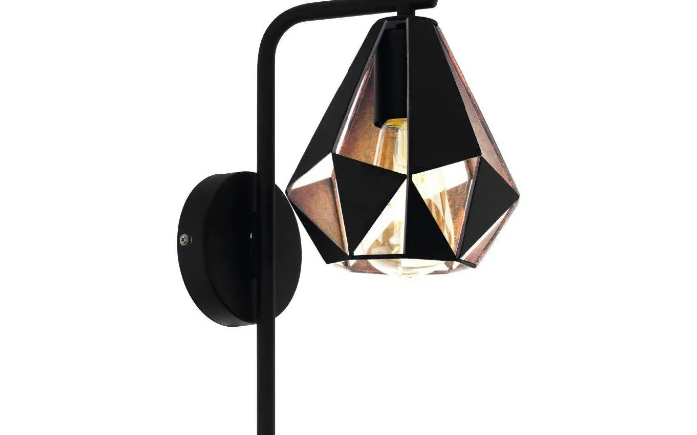 Carlton Vägglampa 32cm Svart/Koppar