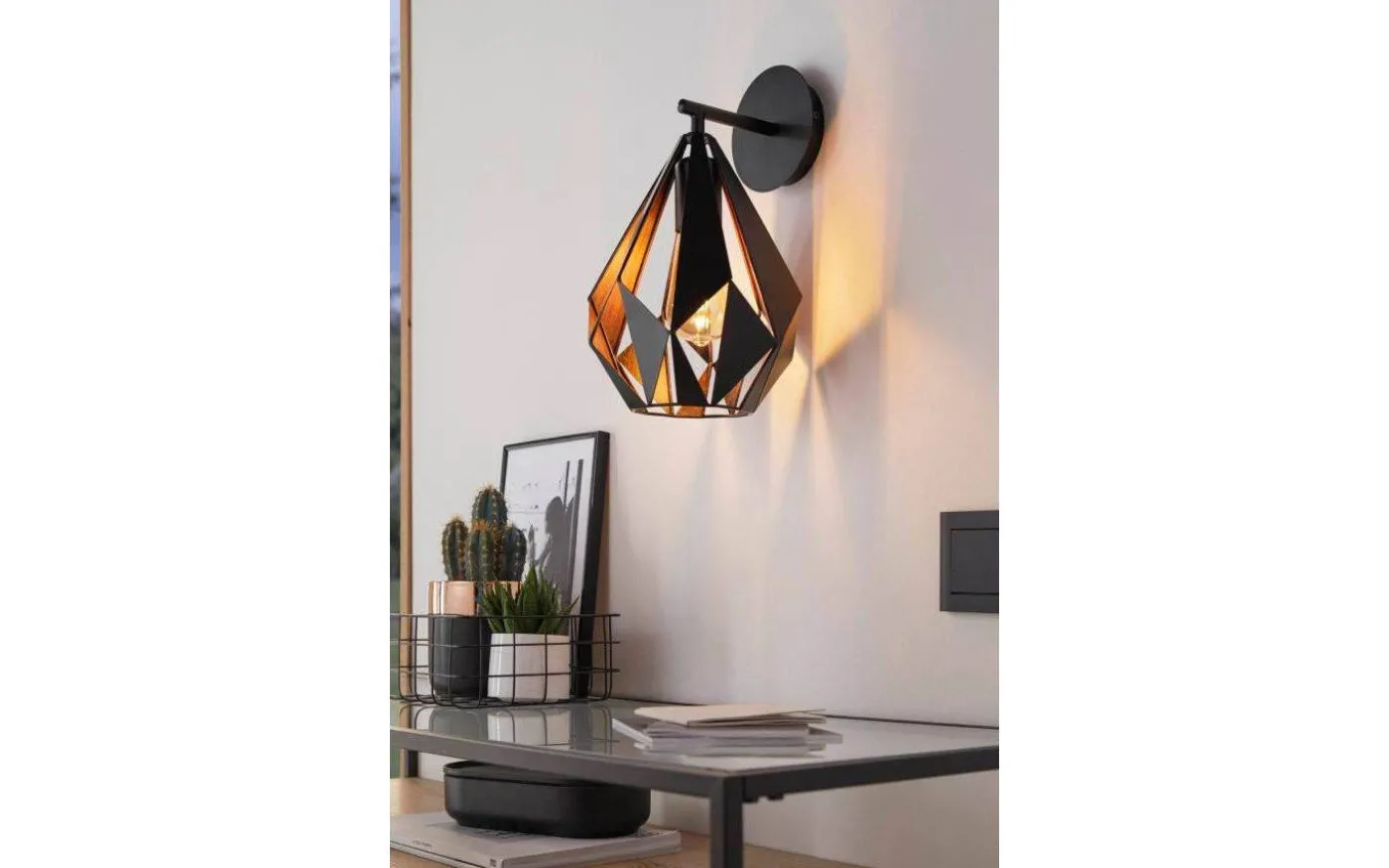 Carlton Vägglampa 33cm Svart/Koppar