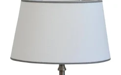 Carolin Oval Lampskärm 20cm Vit, Grått Band