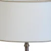 Carolin Oval Lampskärm 20cm Vit, Sandfärgat Band