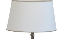 Carolin Oval Lampskärm 20cm Vit, Sandfärgat Band
