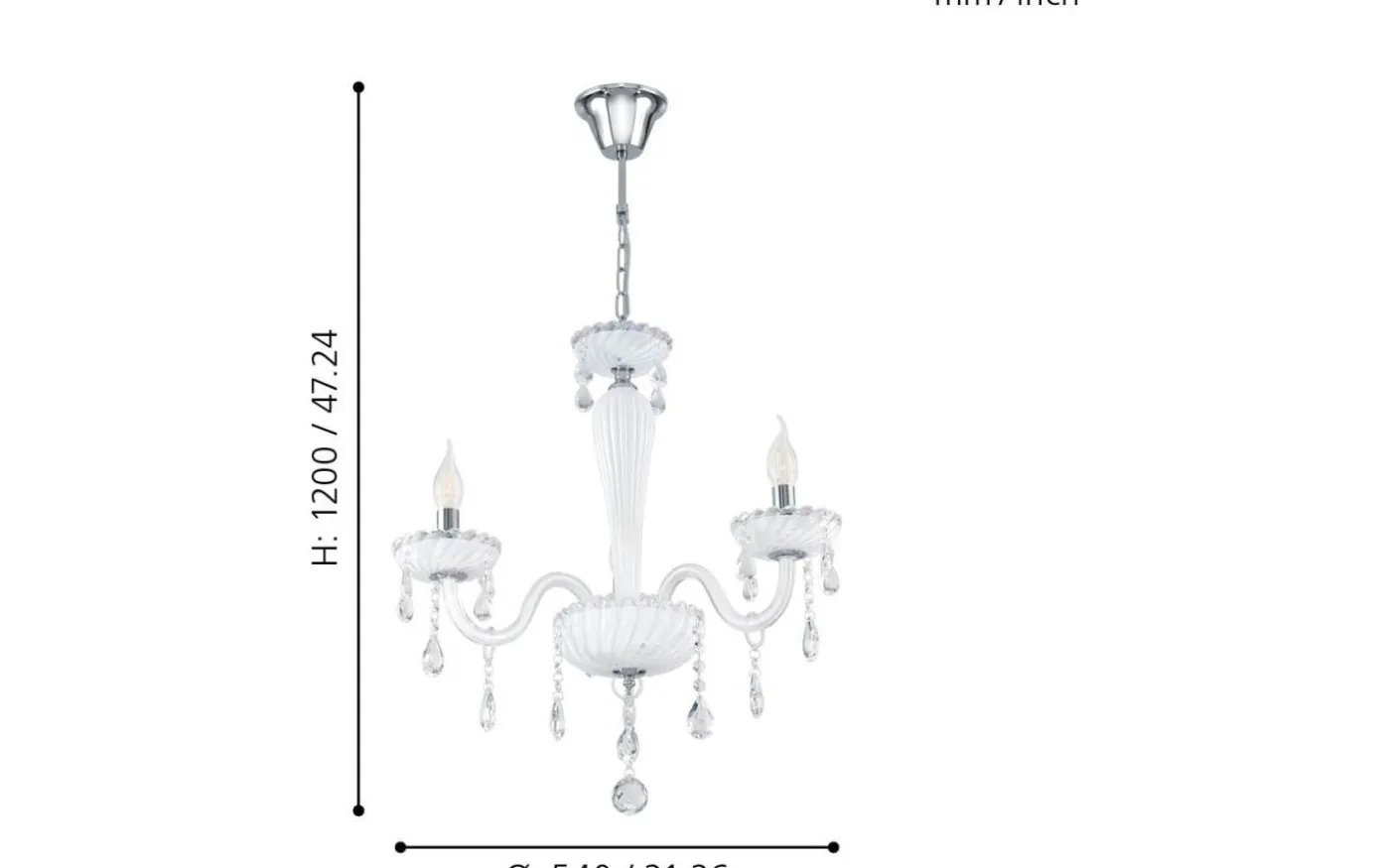 Carpento Kristallkrona 2-Arm 54cm Vit