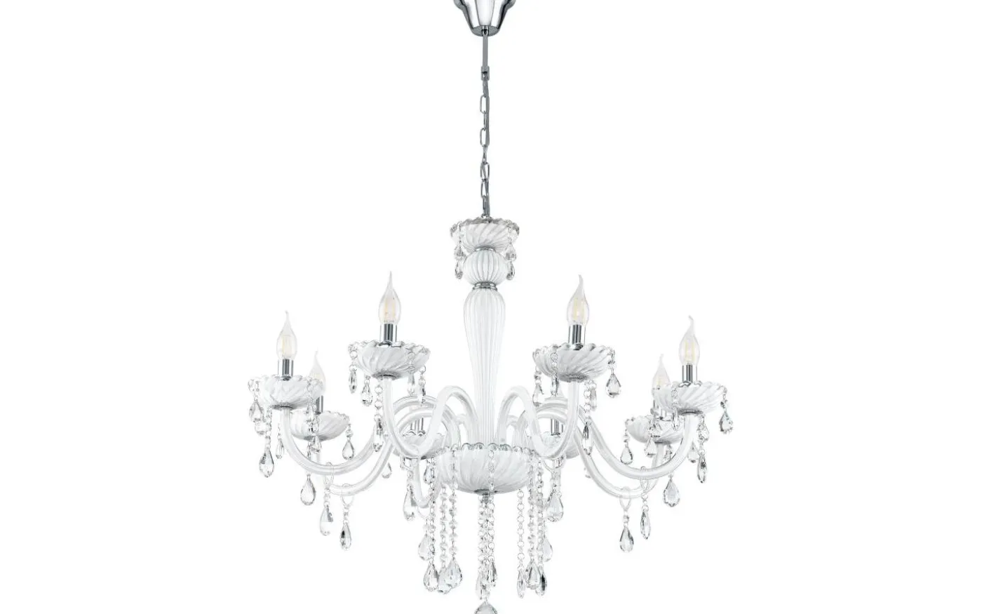 Carpento Kristallkrona 8-Arm 70cm Vit