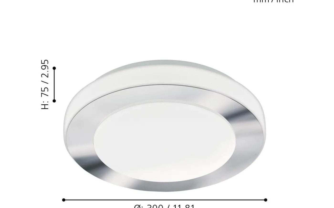 Carpi Plafond 30cm LED 3000K 11W Krom IP44