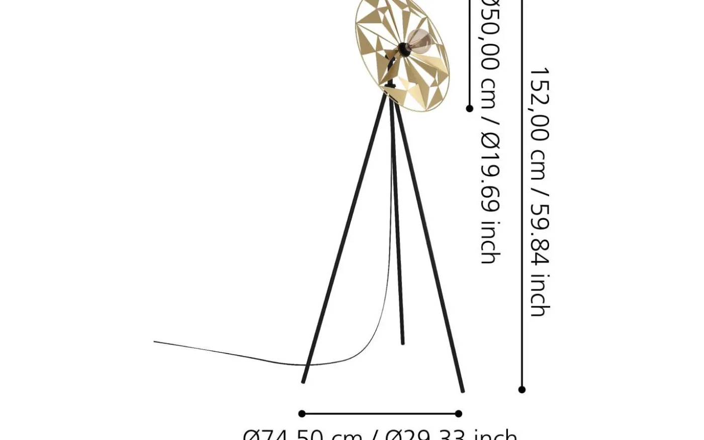 Castanuelo Golvlampa 152cm Svart/Guld
