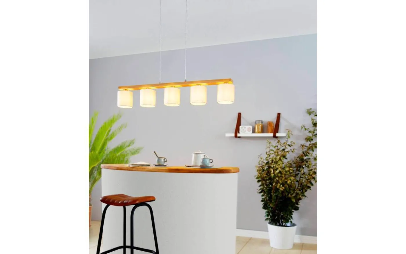 Castralvo Taklampa 121cm 5L Trä/Vit