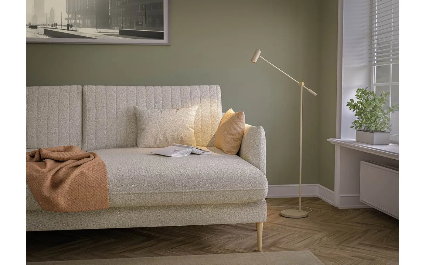 Cato Golvlampa 134cm LED GU4 Dimbar Nougat/Mässing