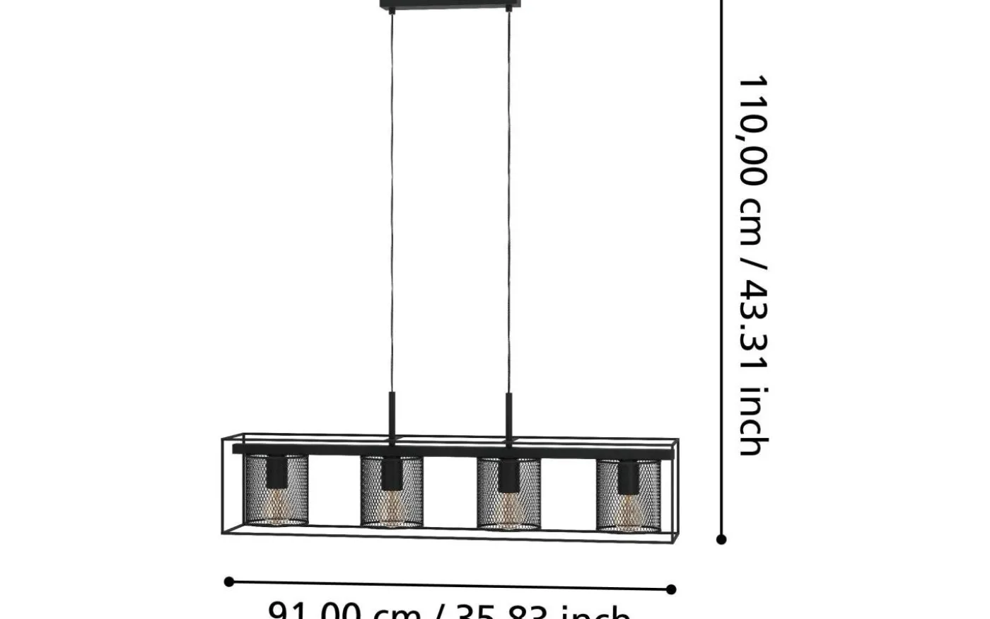 Catterick Taklampa 91cm Svart