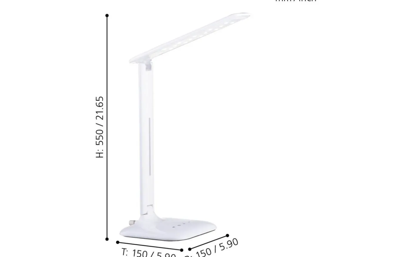 Caupo Skrivbordslampa 32cm LED 3000/5000/6500K 2,1W Vit