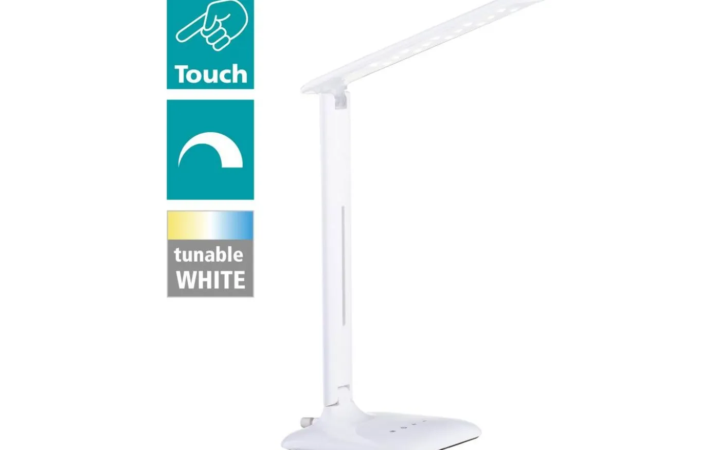 Caupo Skrivbordslampa 32cm LED 3000/5000/6500K 2,1W Vit