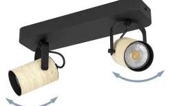 Cayuca Takspotlight 28cm GU10 LED 3000K 2x3W Svart