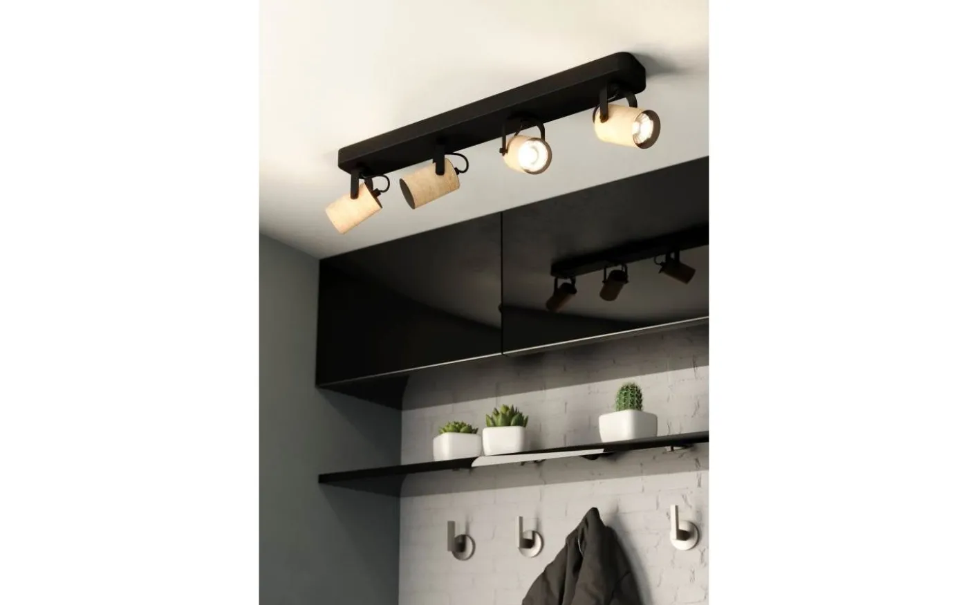 Cayuca Takspotlight 58cm GU10 LED 3000K 4x3W Svart