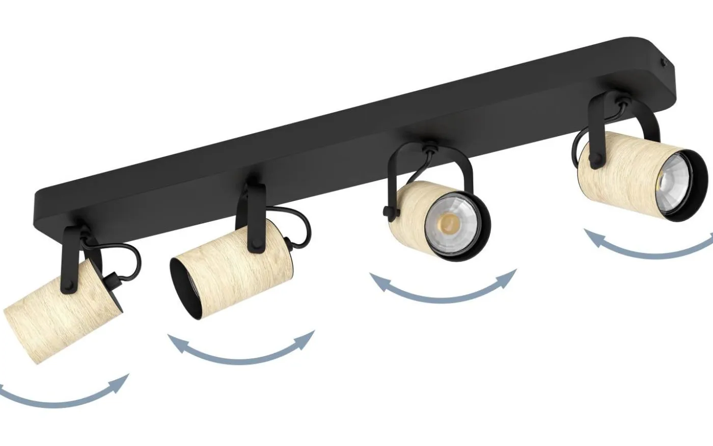 Cayuca Takspotlight 58cm GU10 LED 3000K 4x3W Svart