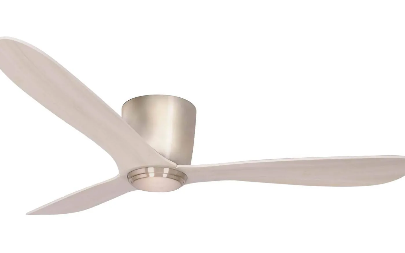 Cetus II 132cm Takfläkt Nickelfärgad Motor, Vitlaserade Ekblad