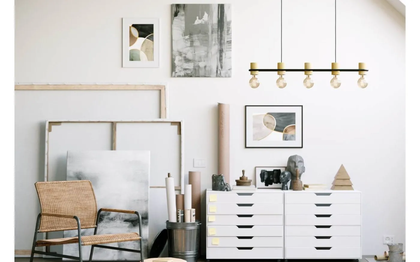 Chieveley Taklampa 89cm Svart/Gummiträ