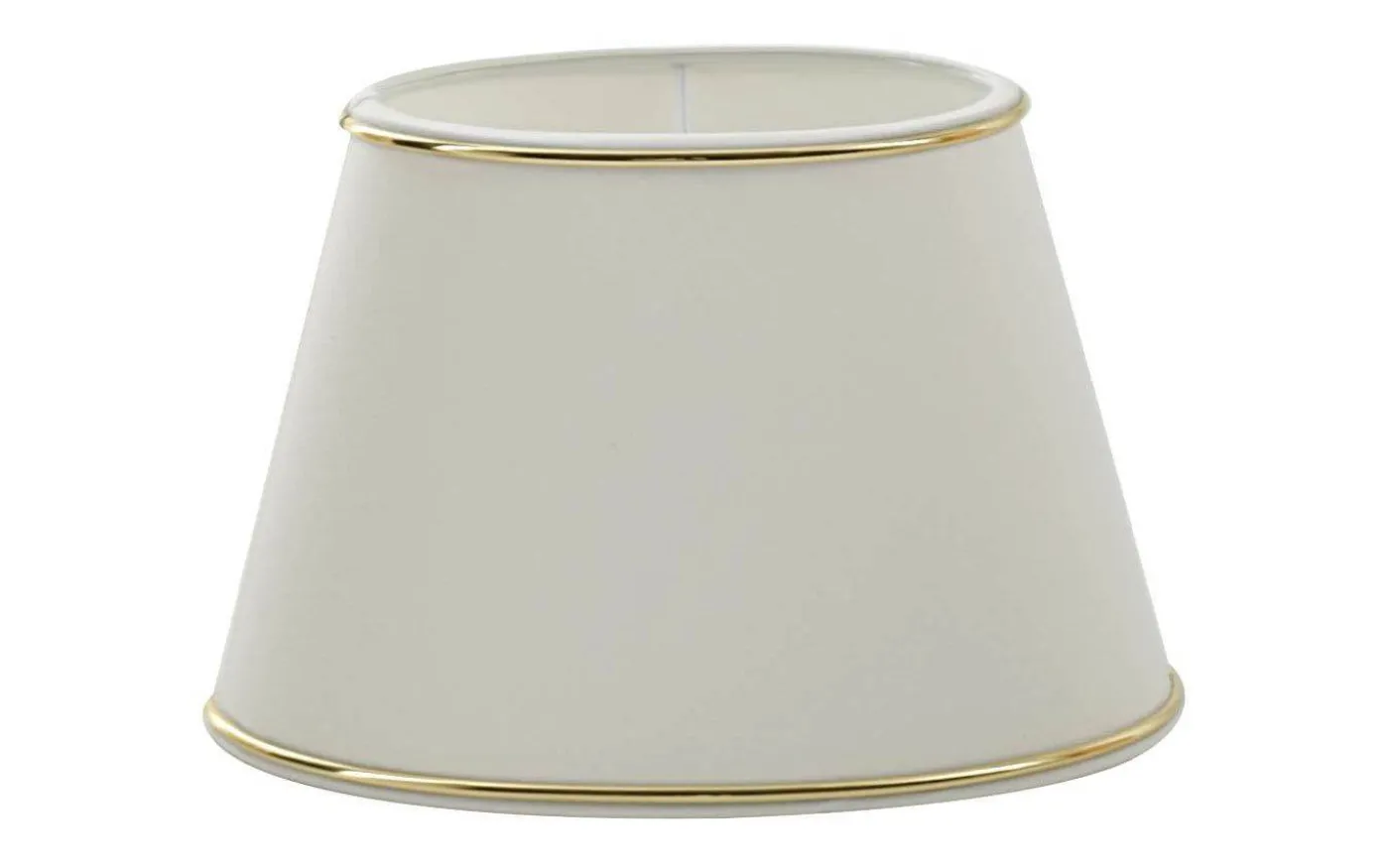 Chintz Oval Lampskärm 33cm Vit med Guldprofil